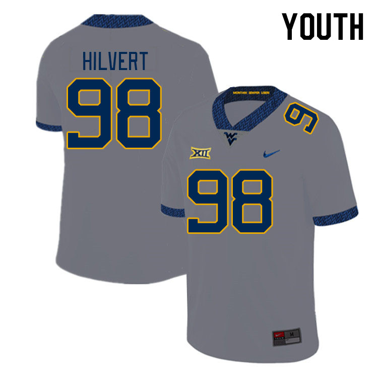 Youth #98 Harry Hilvert West Virginia Mountaineers College Football Jerseys Stitched Sale-Gray - Click Image to Close